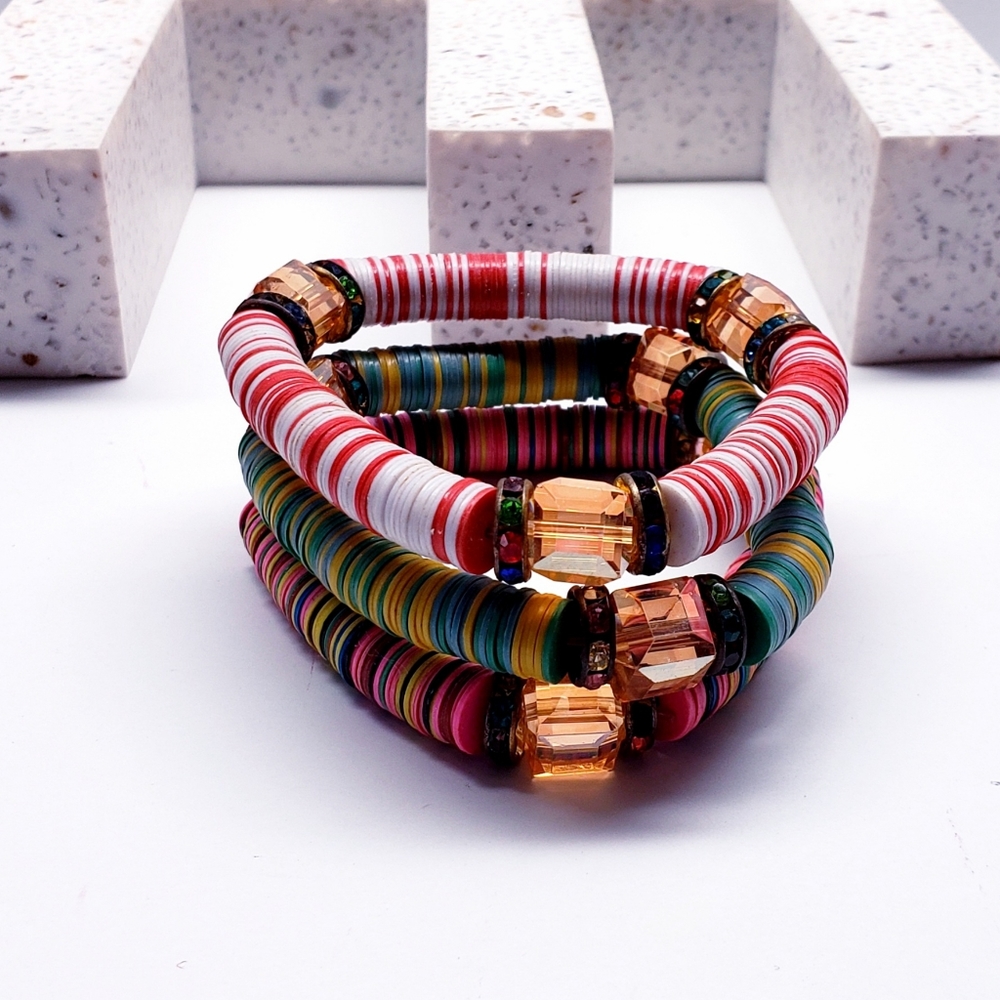Handmade Beaded African Bracelet, Unisex #14 (3 pcs)